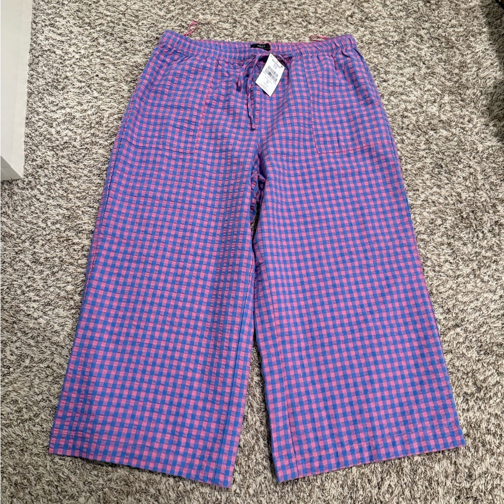 Next Blue and Pink Pull On Gingham Trousers